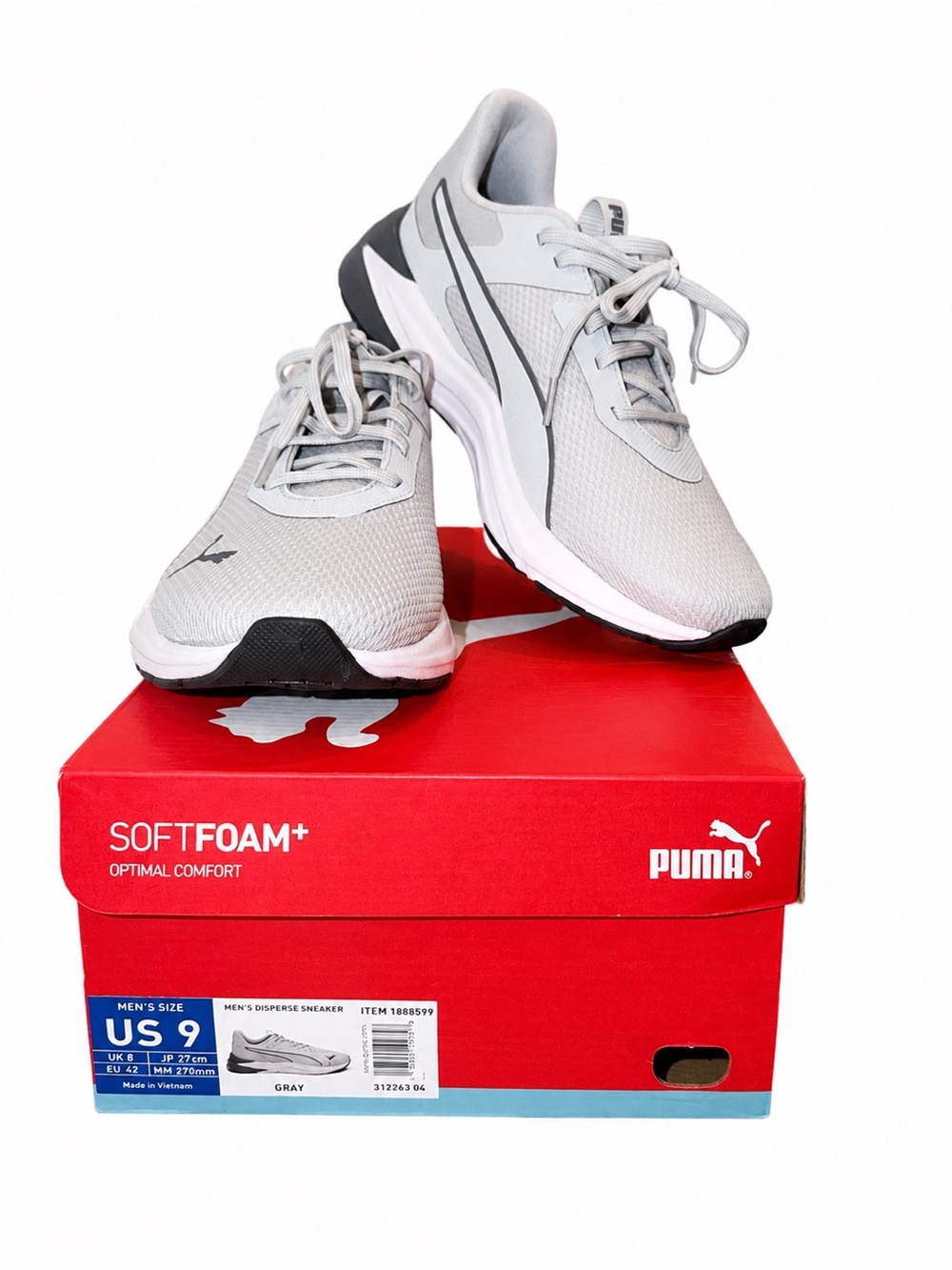 Puma Disperse Running Shoes Men's Size 9 Gray SoftFoam NIB